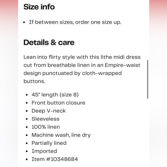 NWT Reformation CORNFLOWER SEBASTIEN LINEN BUTTON MIDI DRESS Size 6 - Picture 7 of 11